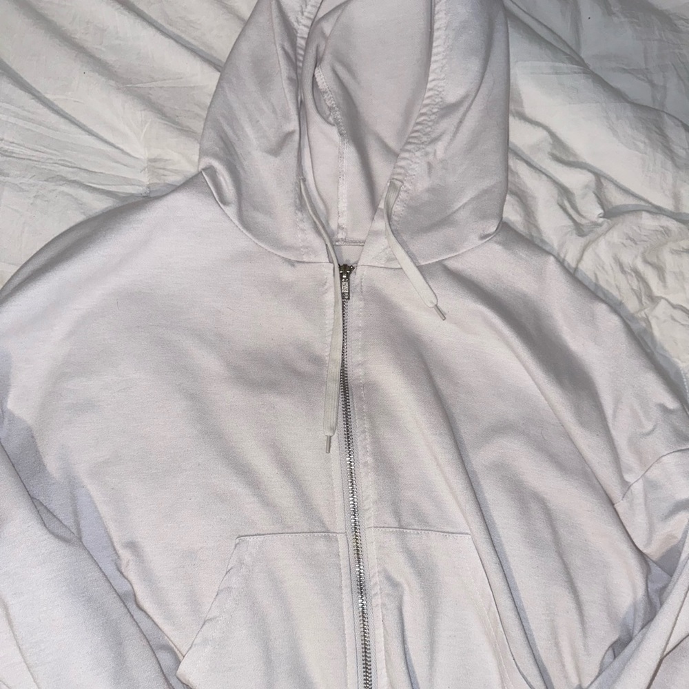 White Cropped Hoodie